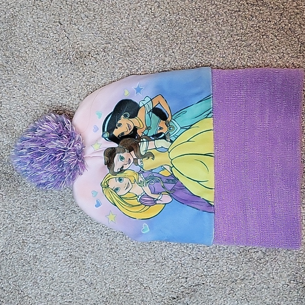 Disney Princess Pastel Beanie with Purple Pom Pom